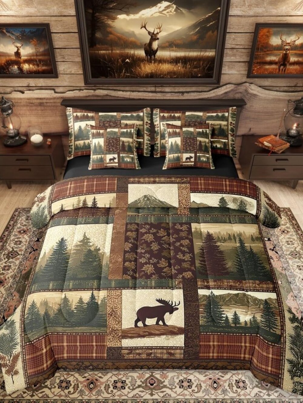 Rustic Deer 7 Piece Bedding Set King Size